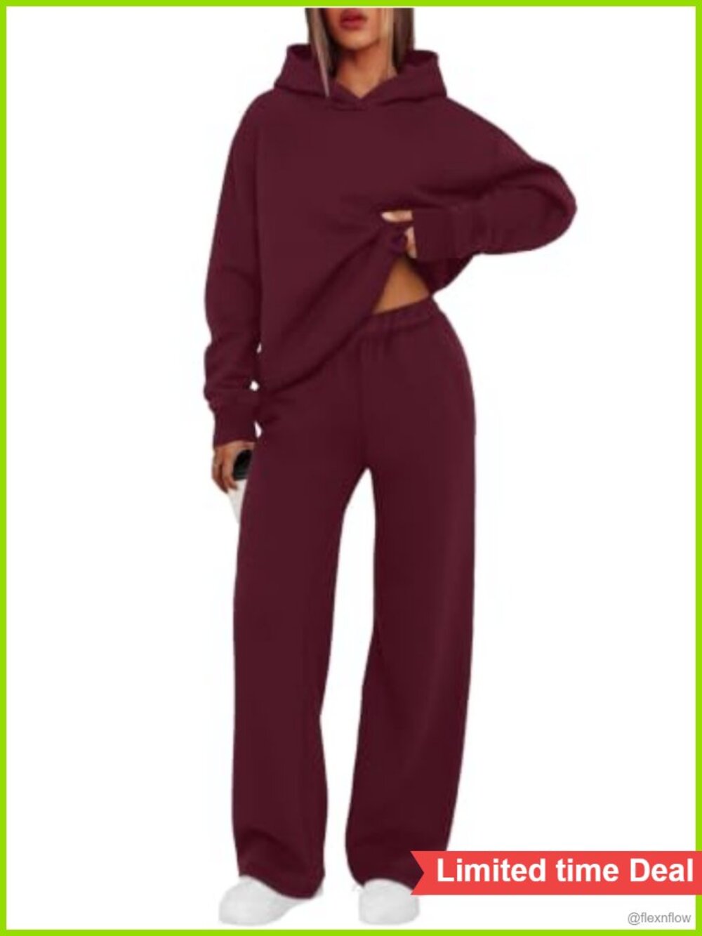 Womens 2 Piece Sweatsuit Set Hoodie Wide Leg Sweatpants Lounge Matching Set